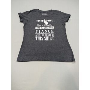 Funny Fiancé Graphic Tee Women's M Gray TeeSpring "He Bought Me This Shirt" Enga